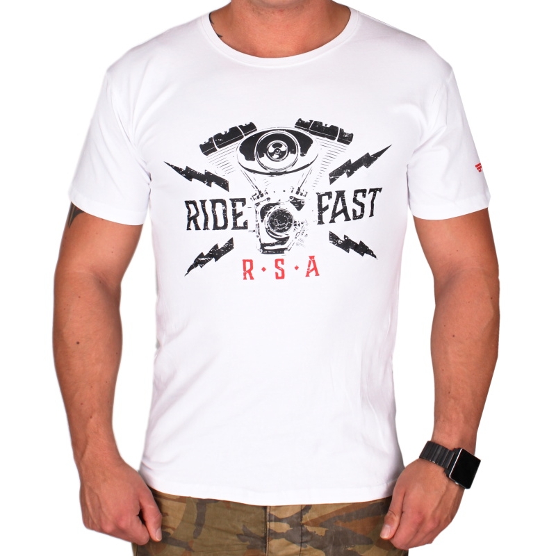 Triko RSA Ride Fast bílé výprodej