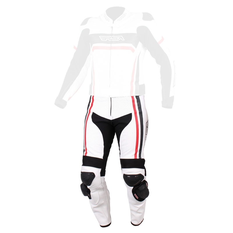 Pánské kalhoty na motorku RSA Virus bílo-černo-červené výprodej