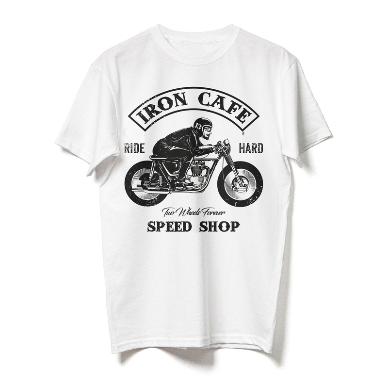 Triko RSA Iron Cafe bílé výprodej