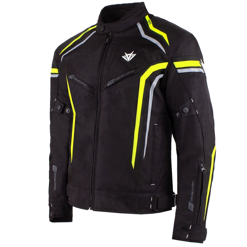 Bunda na motorku RSA Compact 2 černo-šedo-fluo žlutá - II. jakost