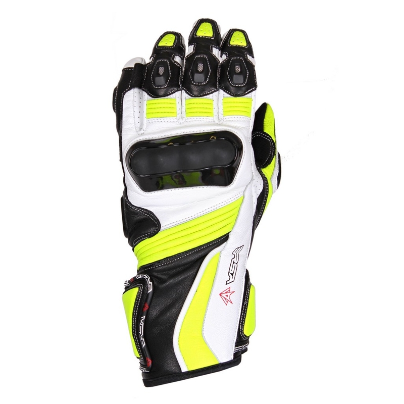 Rukavice na motorku RSA Brutal černo-bílo-fluo žluté výprodej