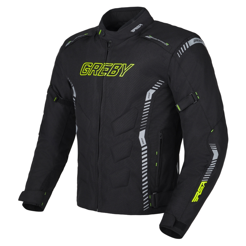 Bunda na motorku RSA Greby 2 černo-šedo-fluo žlutá výprodej