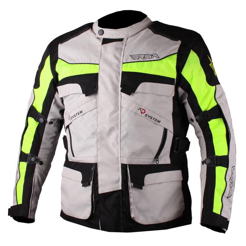 Bunda na motorku RSA Grande šedo-černo-fluo žlutá výprodej