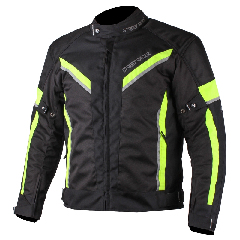 Zkrácená bunda na motorku Street Racer Prestige černo-fluo žlutá  výprodej