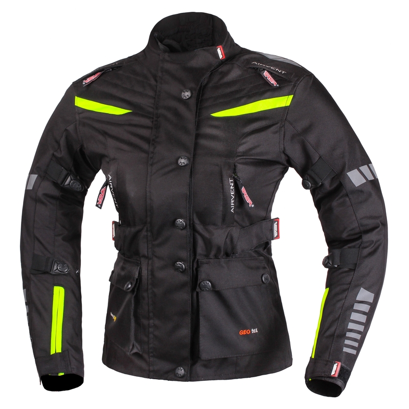 Dámská třívrstvá bunda na motorku RSA Gun černo-fluo žlutá výprodej