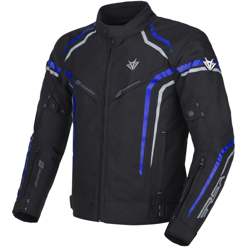 Bunda na motorku RSA Compact 2 černo-šedo-modrá