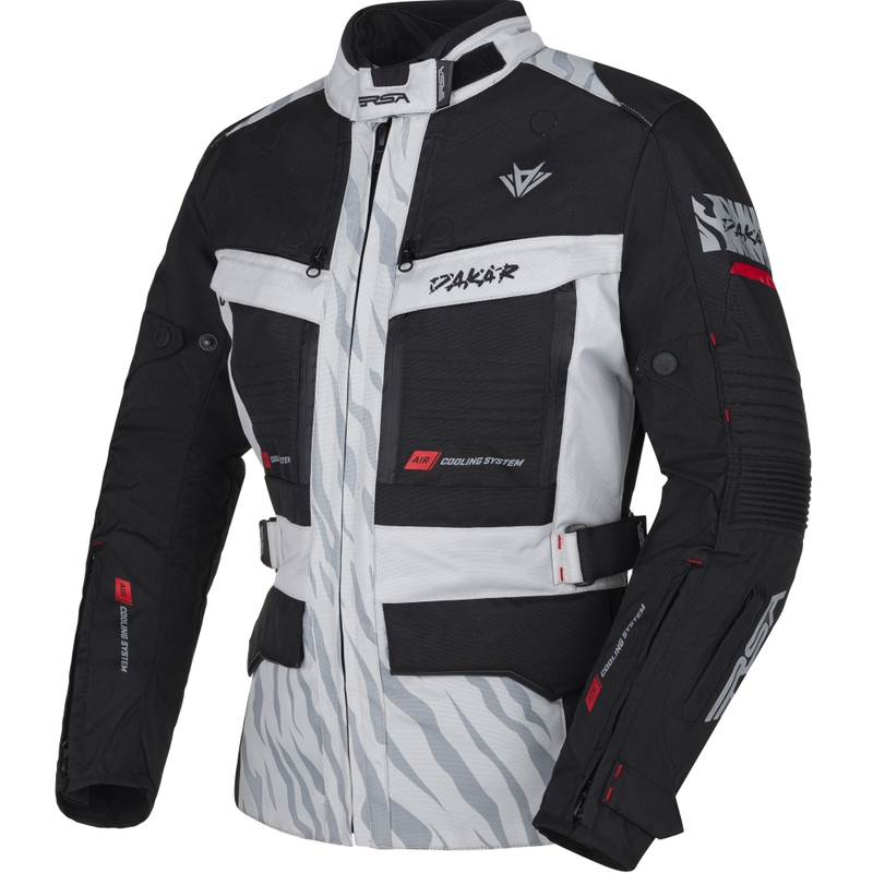 Dámská bunda na motorku RSA Dakar 2 černo-šedo-červená