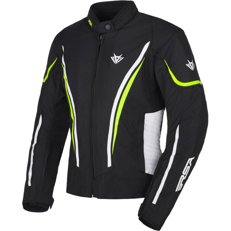 Dámská bunda na motorku RSA Wasp černo-bílo-fluo žlutá