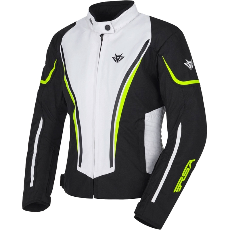 Dámská bunda na motorku RSA Wasp bílo-černo-fluo žlutá