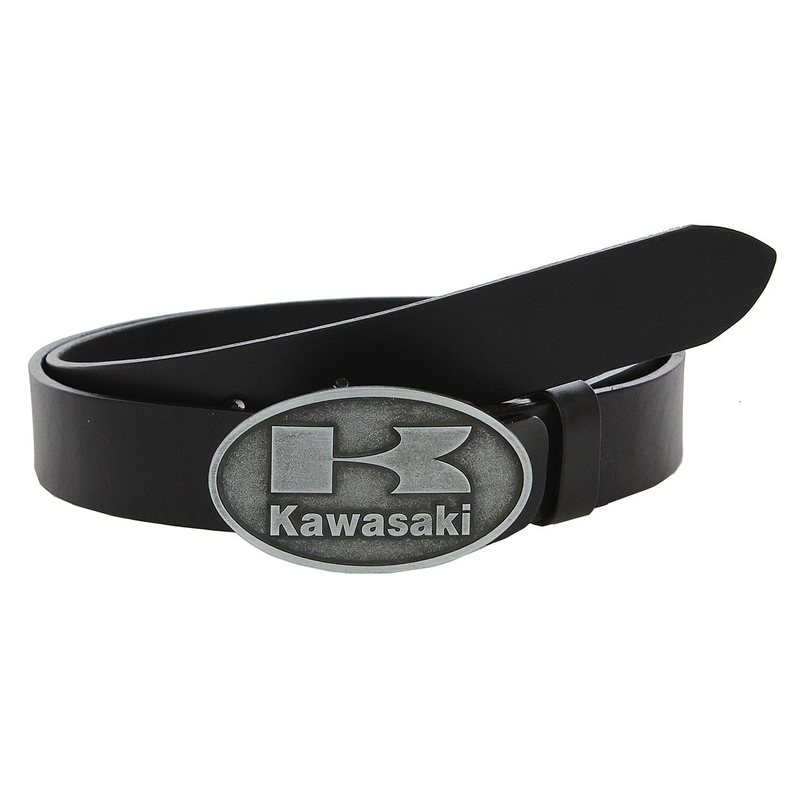Kožený moto opasek se sponou Kawasaki