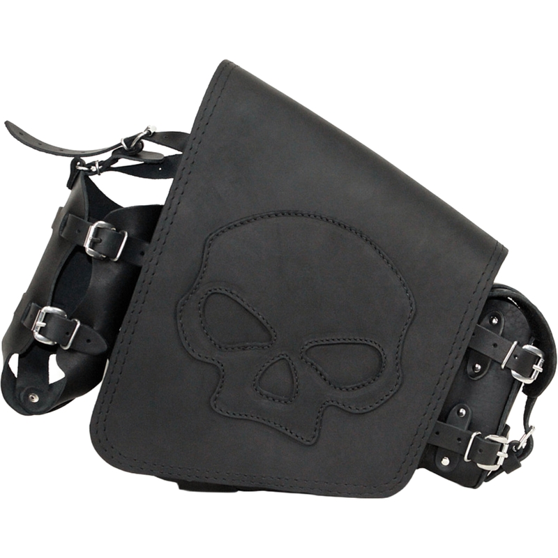 Kožená brašna na motorku RSA S494 Skull H-D Softail černá
