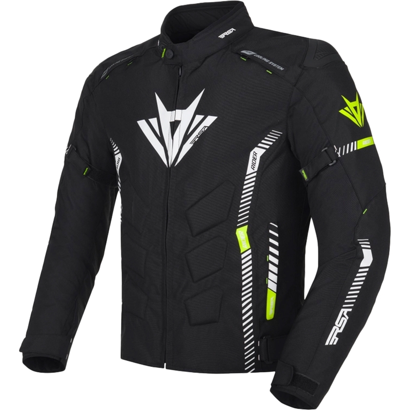 Bunda na motorku RSA Rider černo-bílo-fluo žlutá 2 - II. jakost